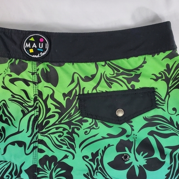 Maui & Sons Trunks Board Shorts Blue Green - Picture 3 of 11